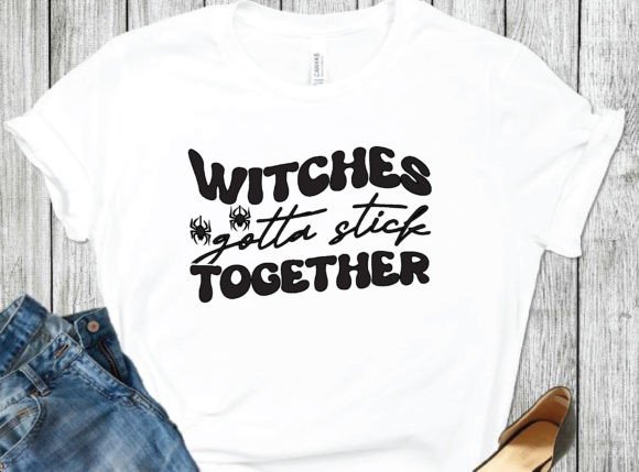 Witches Gotta Stick Together Retro Svg